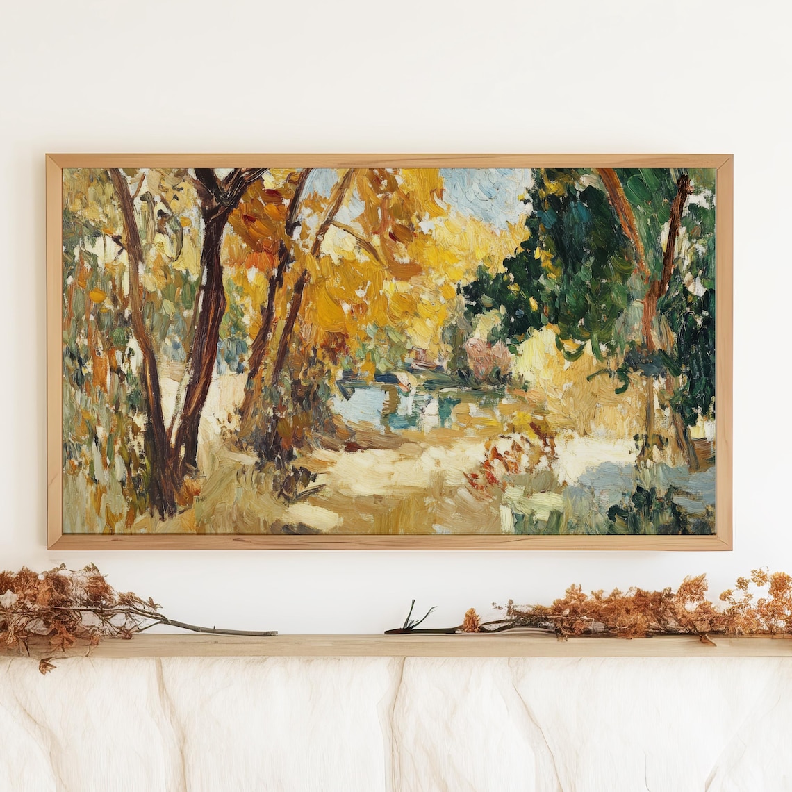 Autumn Frame TV Art Abstract Fall Trees, Vintage Art Print - Image 3