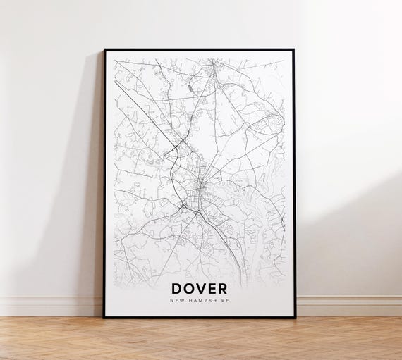 Dover City Map Print Street Poster New Hampshire Art Road Minimalist Office Wall