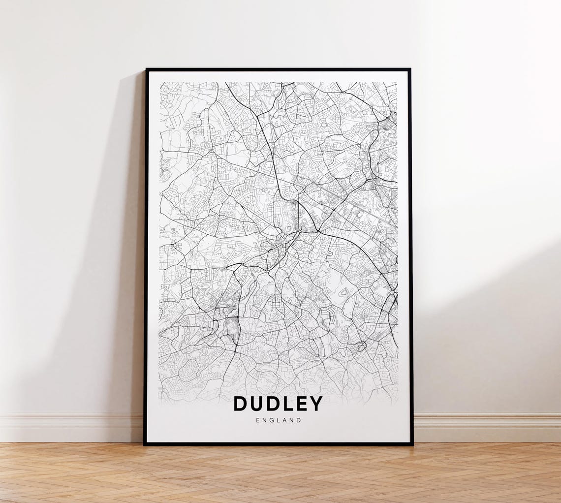 Dudley City Map Print Uk Minimalist Poster Decor Instant