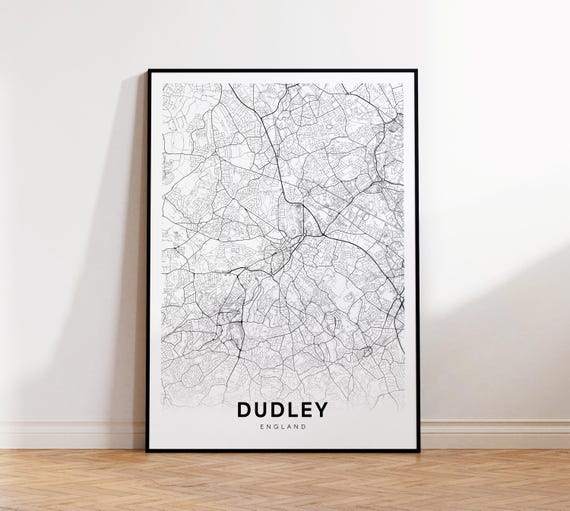 Dudley City Map Print Uk Minimalist Poster Decor Instant