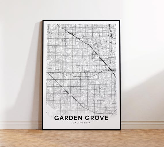 Garden Grove City Map Street Usa Poster Modern Road Minimalist Decor Office Wall