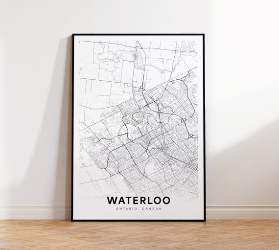 Waterloo City Map Print Street Poster Ontario Decor Road Wall Art Office Room