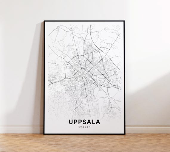 Uppsala Map Print City Poster Street Art Modern Wall Decor Gift For Himher Office Home