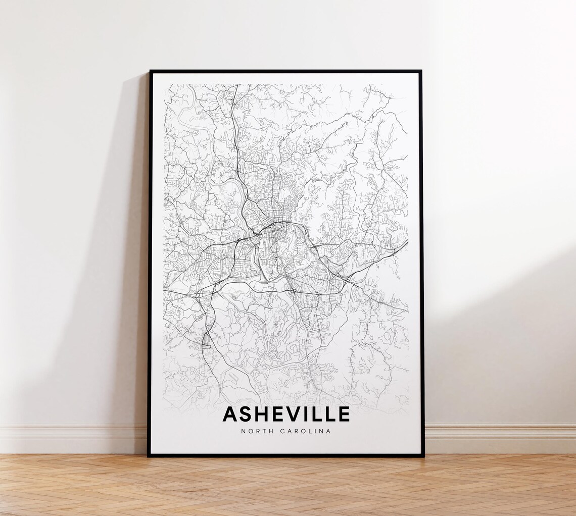 Asheville North Carolina Minimalist City Street Map Line Poster