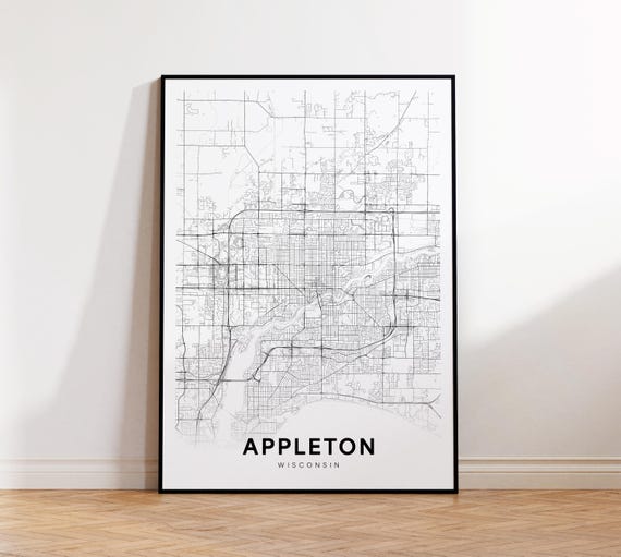 Appleton City Map Print Street Poster Wisconsin Art Road Wall Living Room Decor
