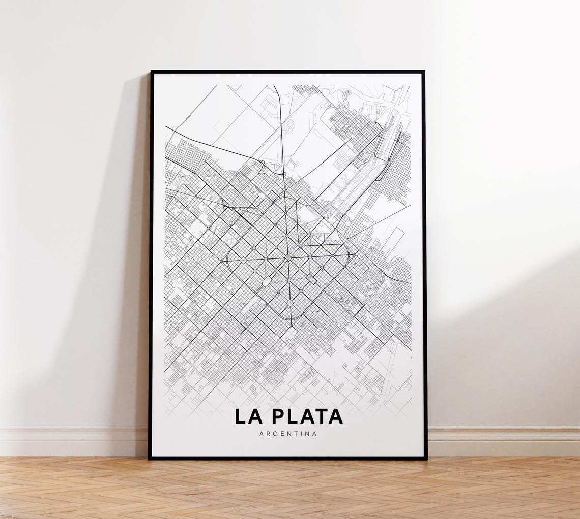 La Plata Argentina Minimalist Street Map Modern Art Wall Poster
