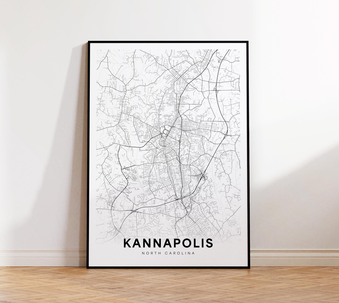 Kannapolis North Carolina City Street Map Minimalist Wall Art
