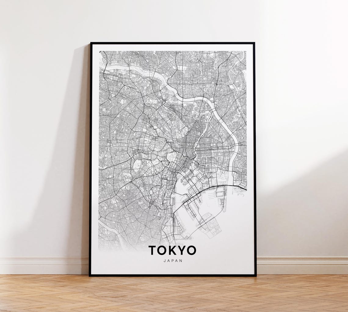 Tokyo City Map Print Poster Japan Art Street Road Wall