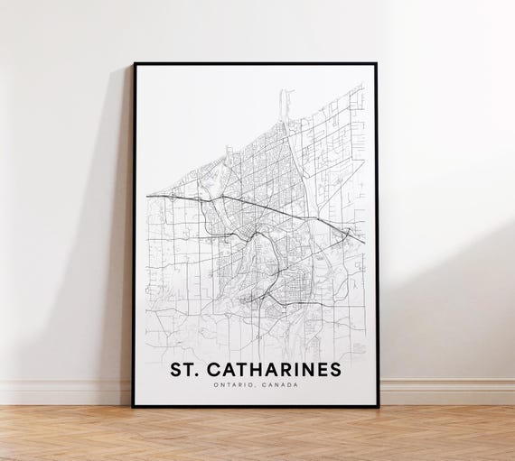 St Catharines City Map Print Street Poster Ontario Canada Office Room Wall Decor Art