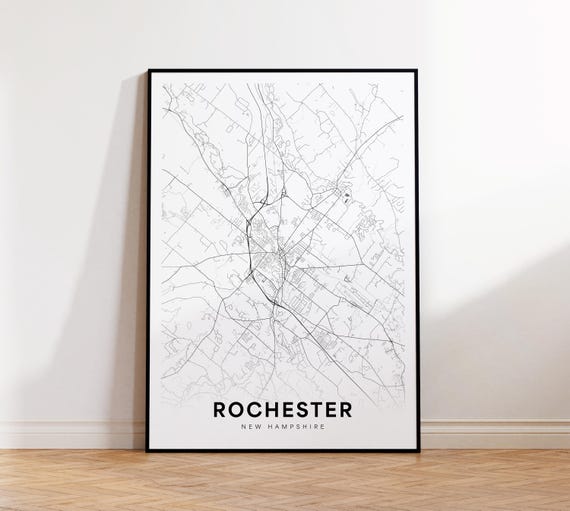 Rochester City Map Print Street Poster New Hampshire Art Road Minimalist Living Room Decor