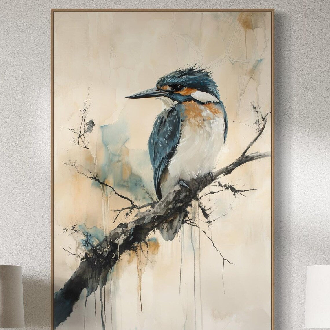 Kingfisher Wall Art, Rustic Bird Lover Decor