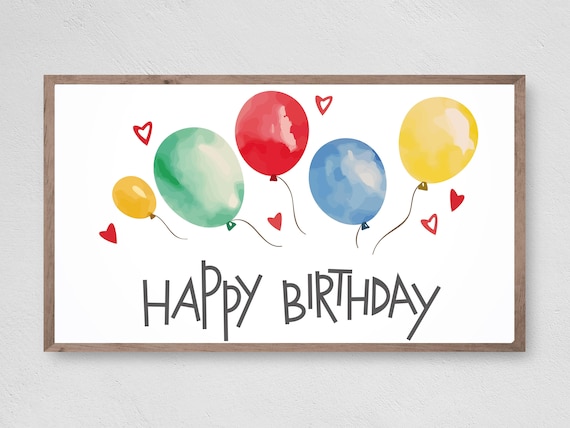 Happy Birthday Balloons Art Print, Frame TV Decor