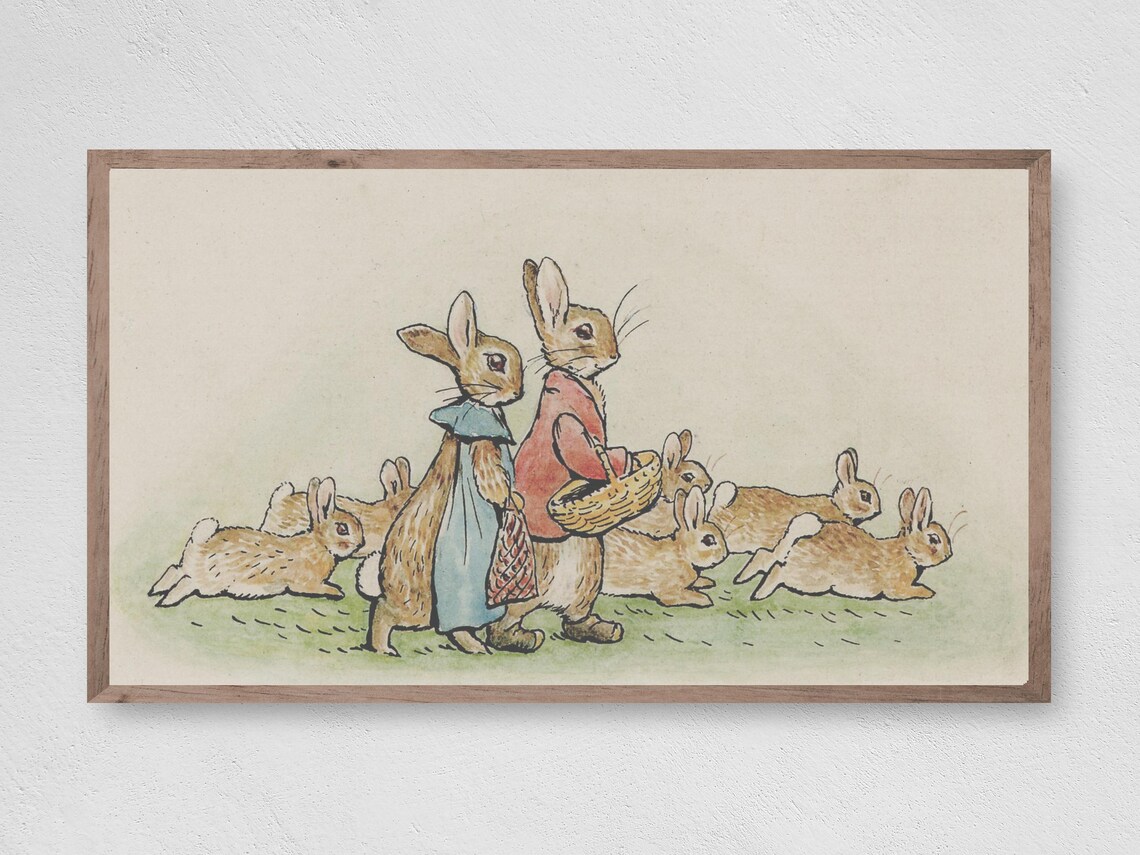Easter Vintage Easter Bunnies, Art Print