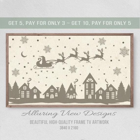 Christmas Santas Delivery Sleigh Minimalist Art Print