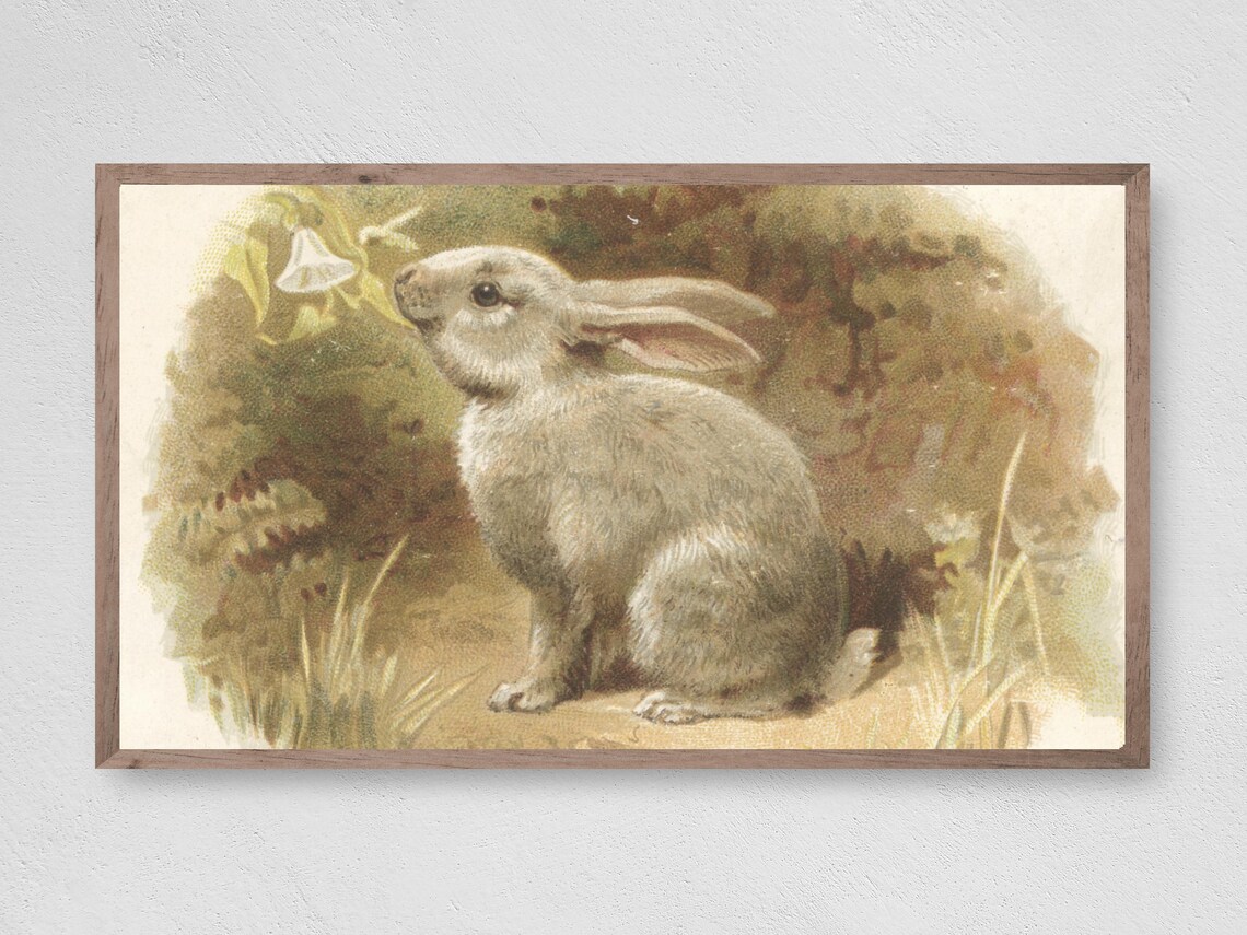 Vintage Bunny Flower Easter Art Print