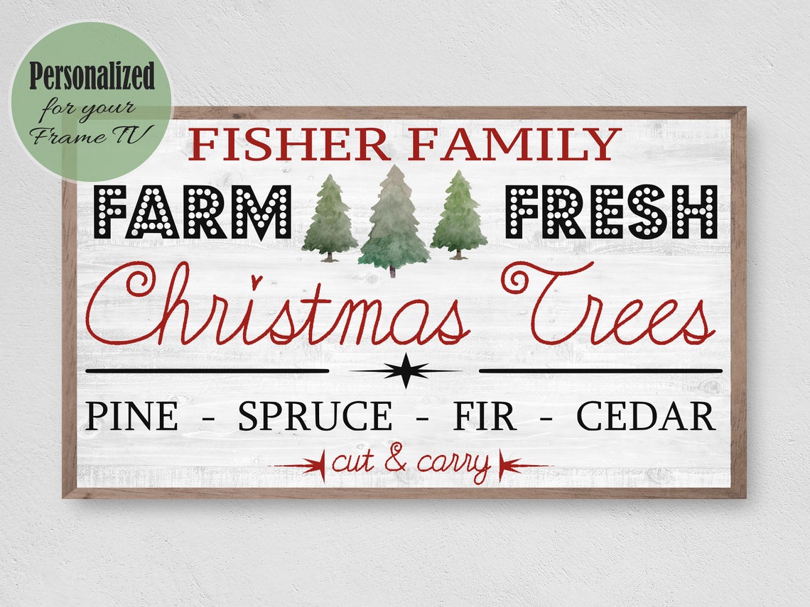 Farm Fresh Christmas Trees Personalized Sign Holiday Wall Art