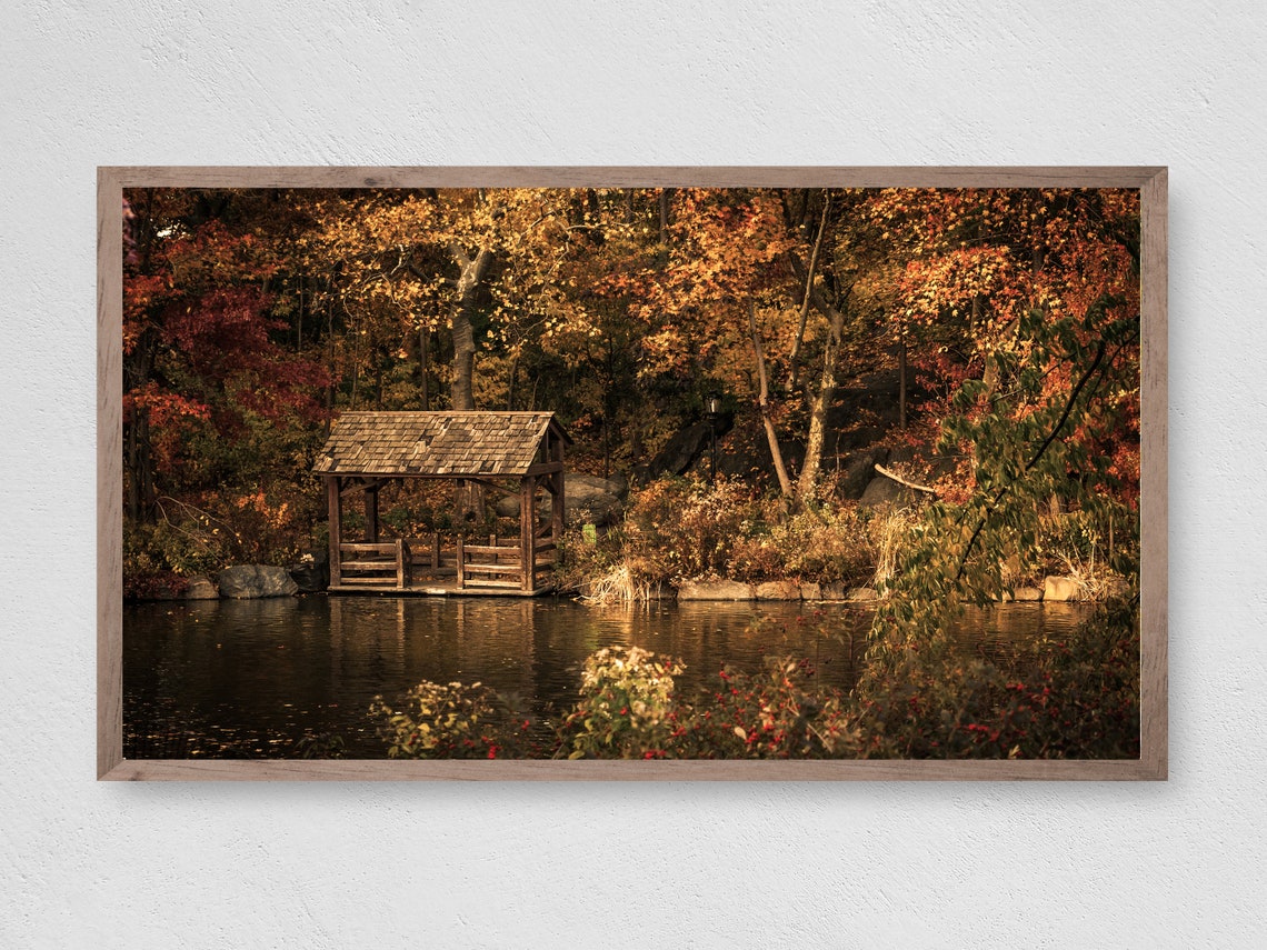 Fall Stream Poster Print, Autumn Leaves