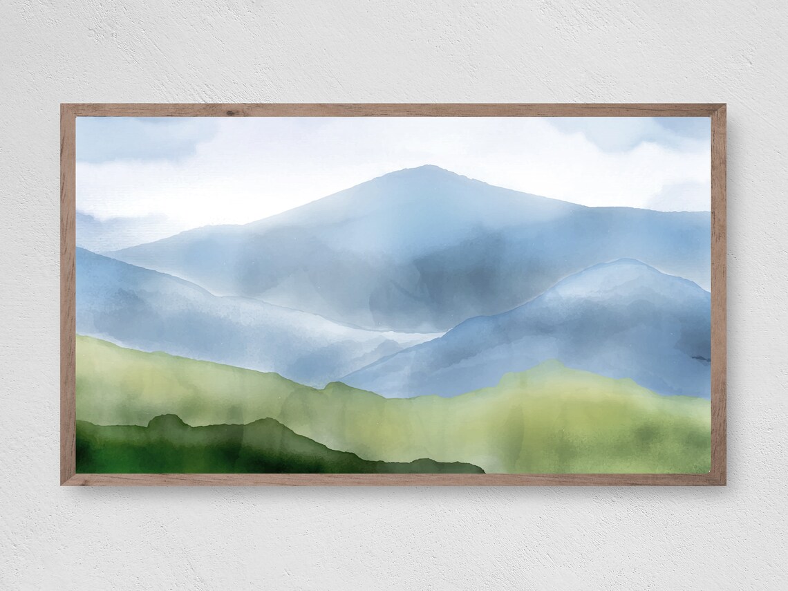 Abstract Watercolor Mountains Art Print, Landscape