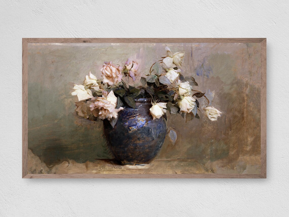 Pink Flowers In A Vase, Floral Art Print