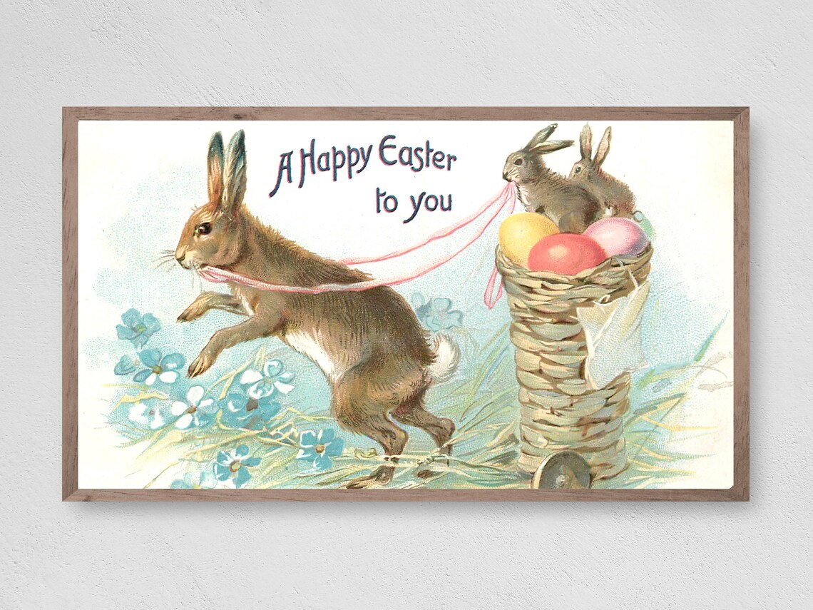 Easter Brown Bunny Happy Easter Art Print