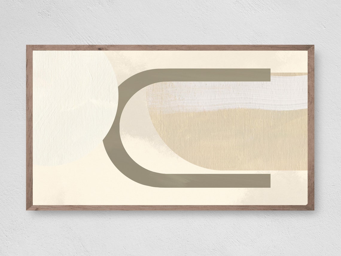 Olive Sage Arch Shapes Cream Background Minimalist Wall Art Poster