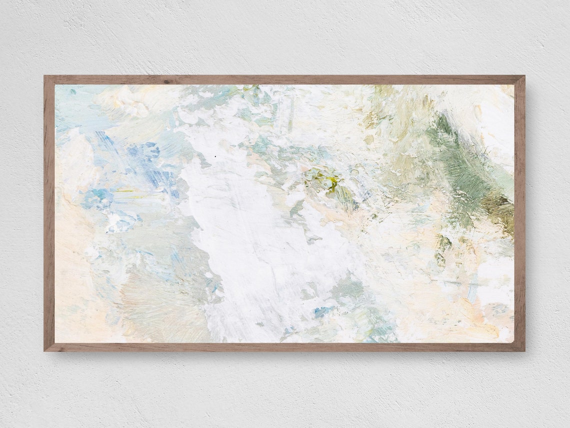 Pale Mint Blue Whitewashed Soft Abstract Watercolor Wall Art Poster