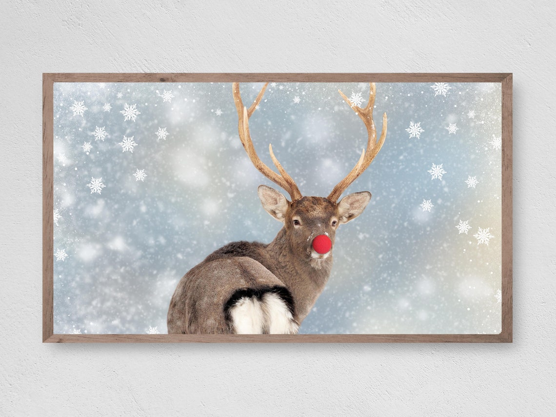 Rudolf in the Snow Christmas Art Print