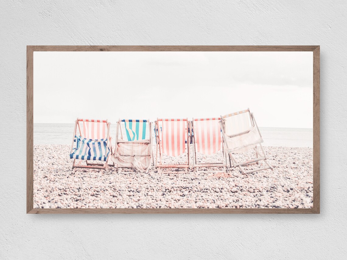 Summer Beach Chairs Travel Poster Art Print