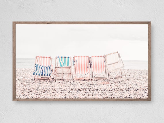 Summer Beach Chairs Travel Poster Art Print