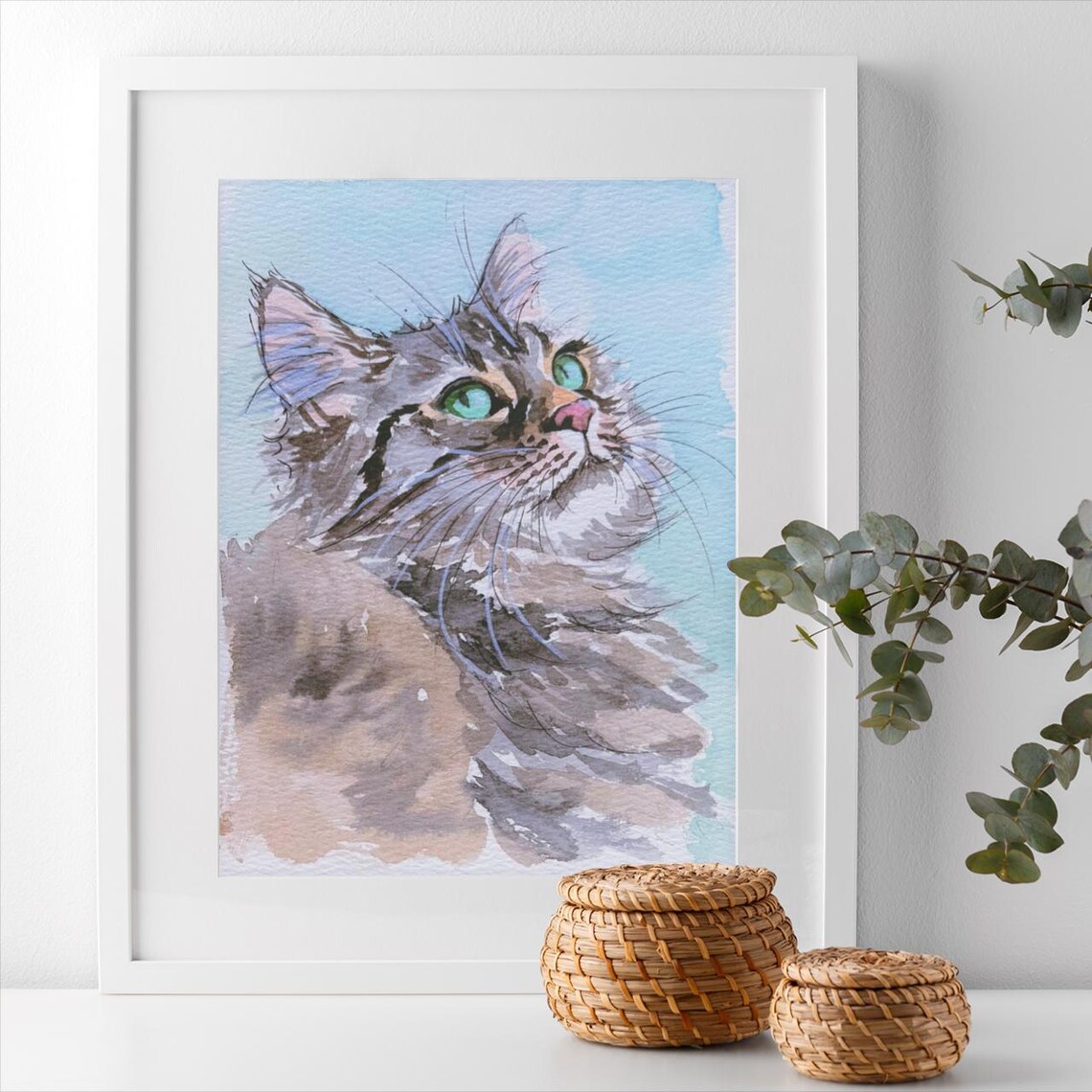 Custom Pet Portrait From Photo, Watercolor Gift