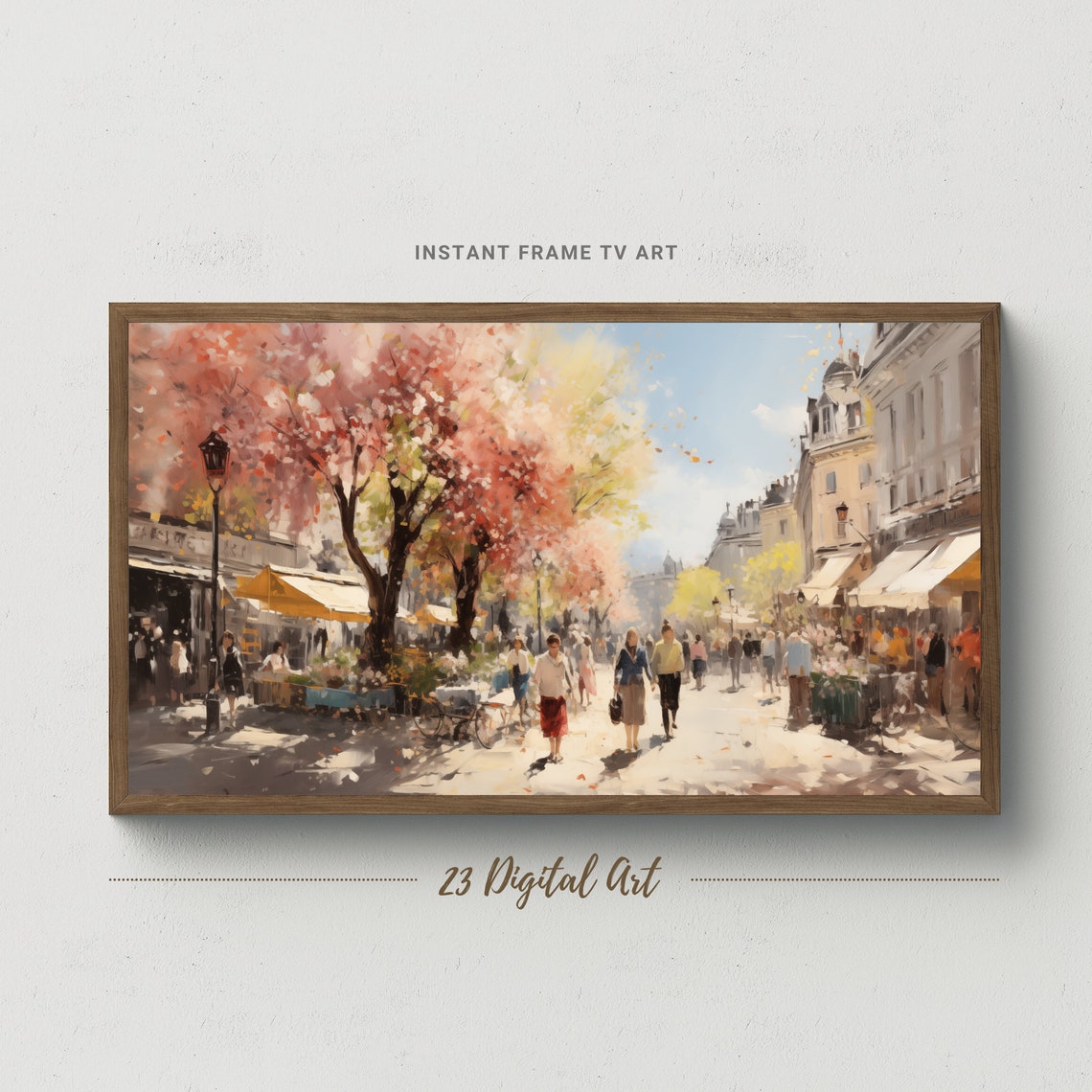Frame Tv Art Rustic Oil Painting Of Sunday Market In The City Beautiful Summer Botanical Frame Tv Art Frame Tv Art 084