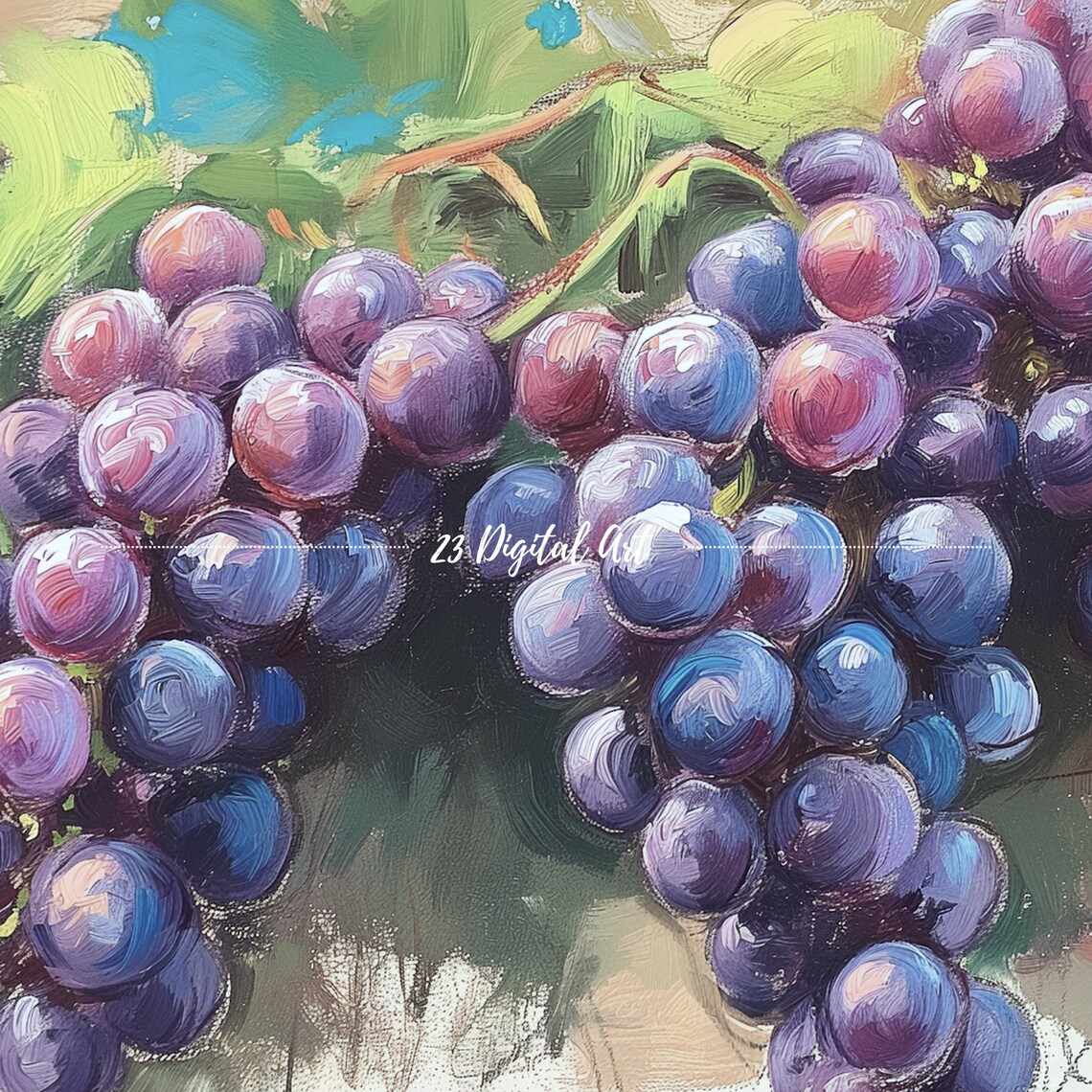 Purple Grapes Vine Watercolor Vineyard Botanical Painting Art Print - Image 3