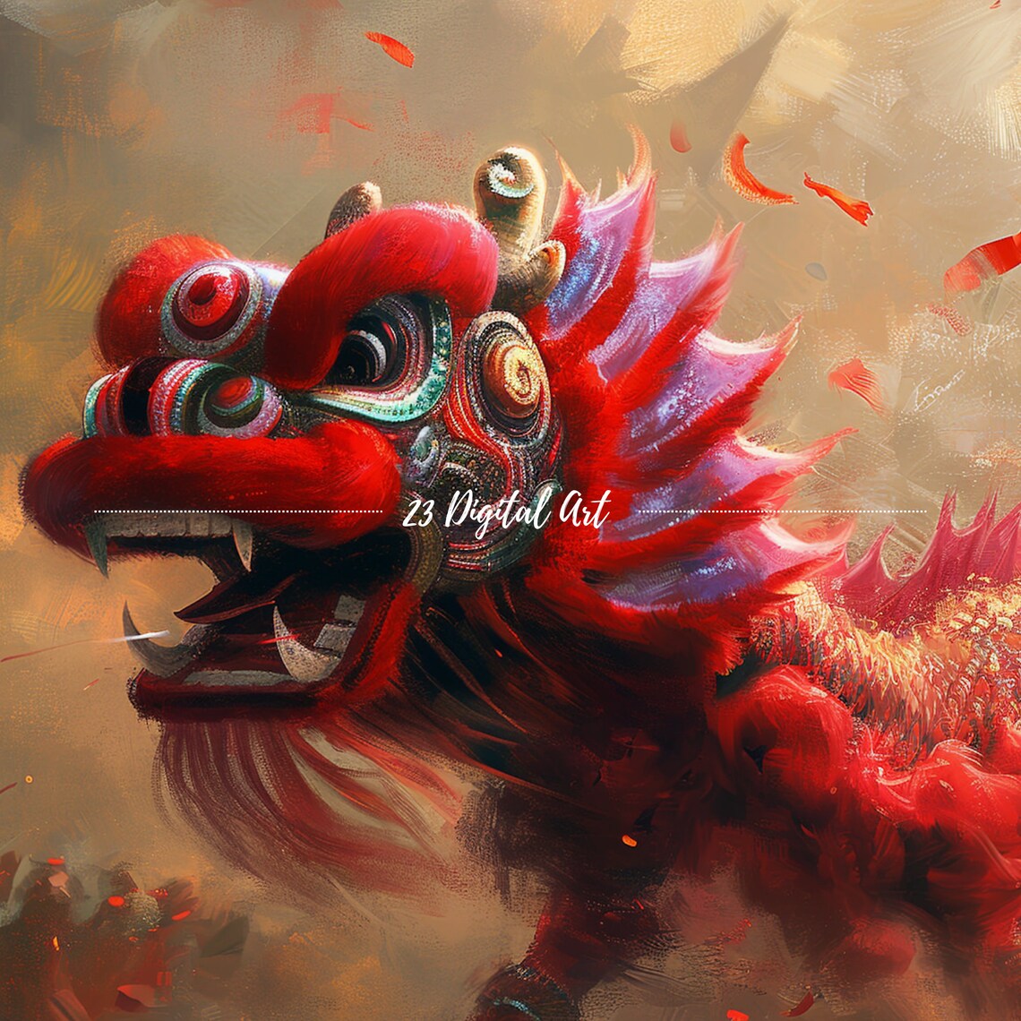 Chinese New Year Red Dragon Dance Festival Fire Performance Poster - Image 3