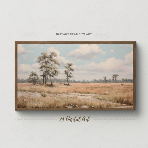 Frame Tv Art Rustic Oil Painting Of Summer Landscape Beautiful Summer Frame Tv Art Frame Tv Art Moody Muted Wildflowers 085
