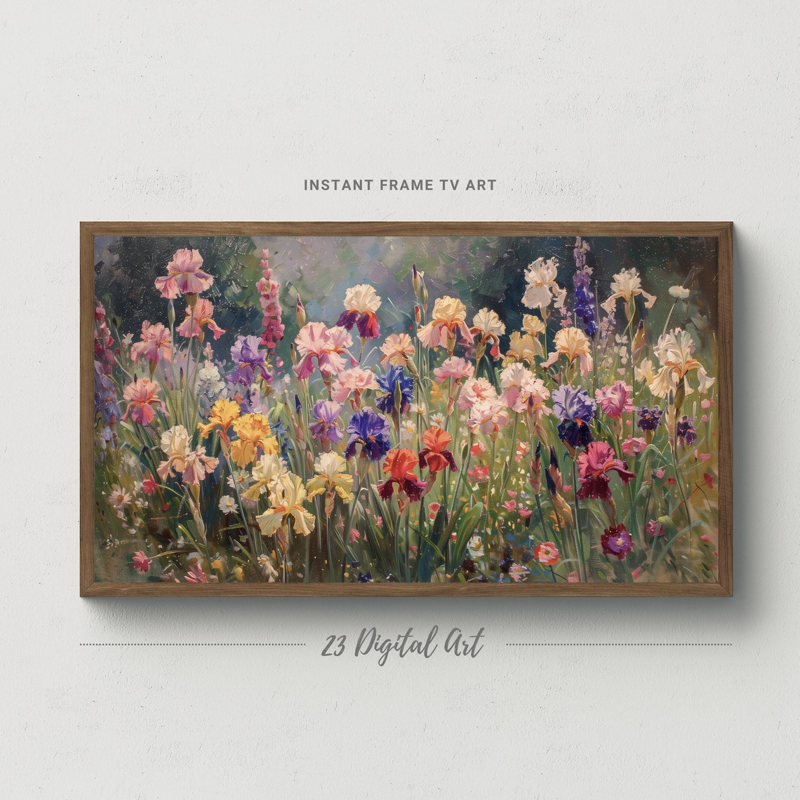 Colorful Iris Flower Garden Pastel Blooms Impressionist Art Poster