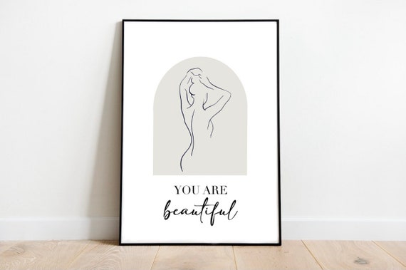 Poster Lineart Body Love One Line Art Customizable Love Selflove Gift Motivation Woman Figure Form