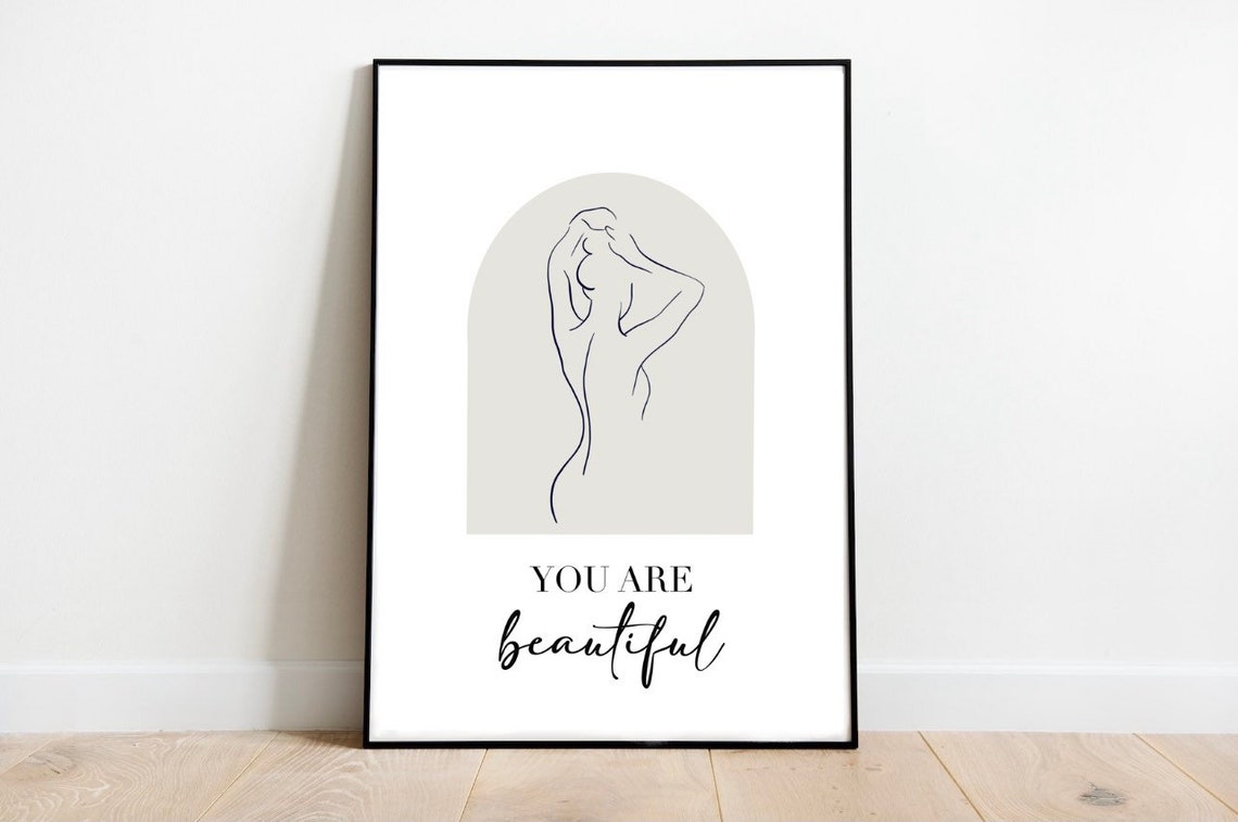 Poster Lineart Body Love One Line Art Customizable Love Selflove Gift Motivation Woman Figure Form