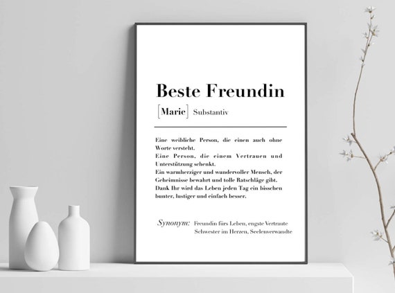 Personalized Poster Best Friend Definition Picture Girlfriend Friendship Soulmates Birthday Friends