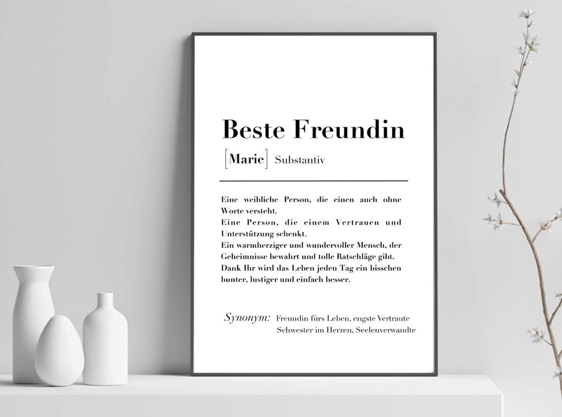 Beste Freundin German Best Friend Definition Gift Quote Poster
