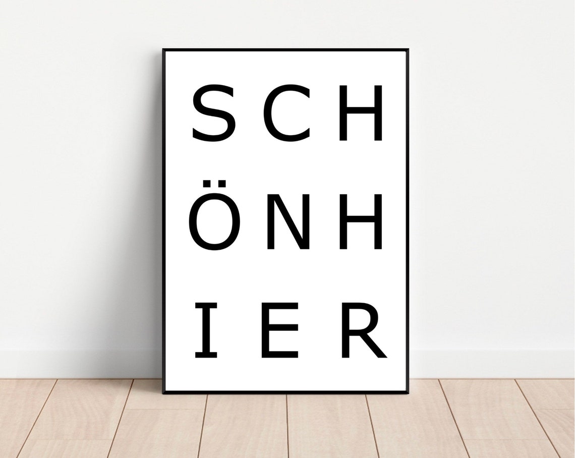 Schön Hier Black Bold Typography Minimalist Welcome Wall Art