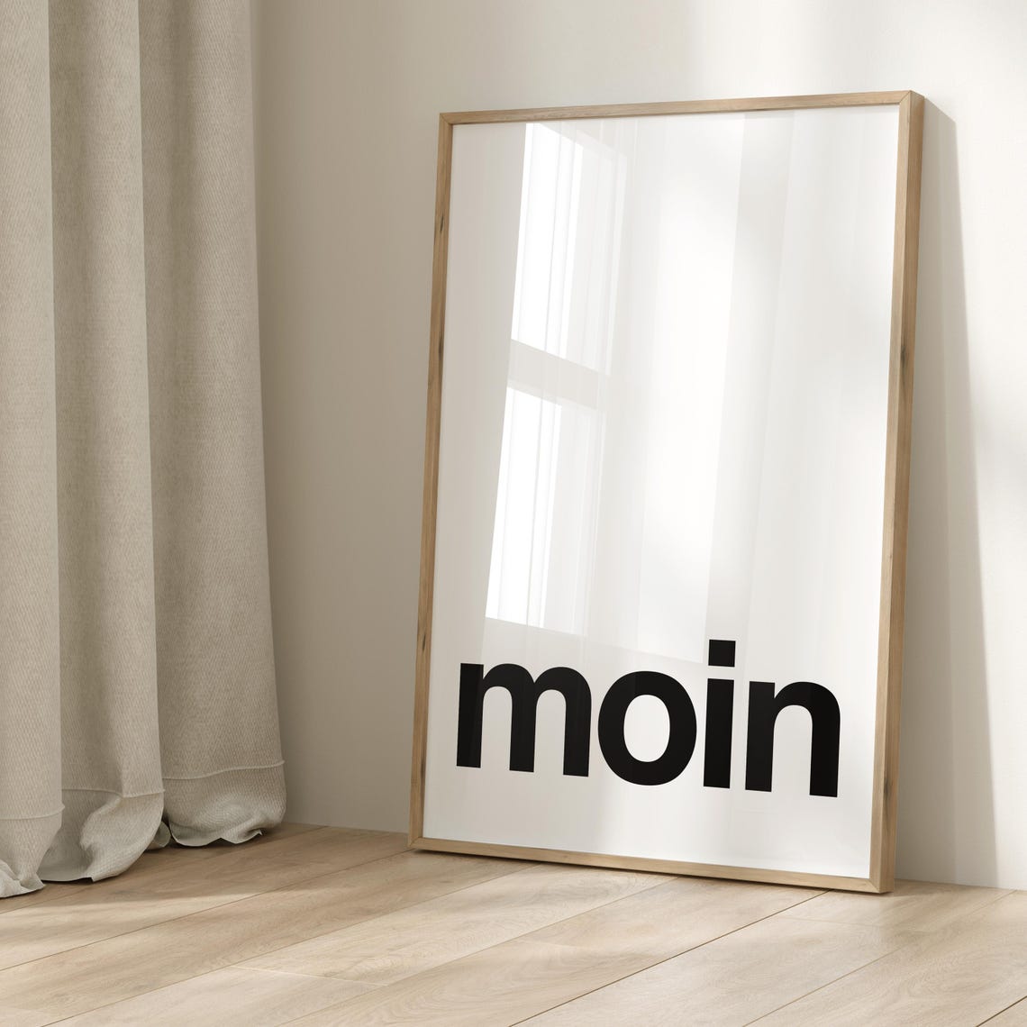 Moin Minimalist Black And White Typography German Greeting Wall Art