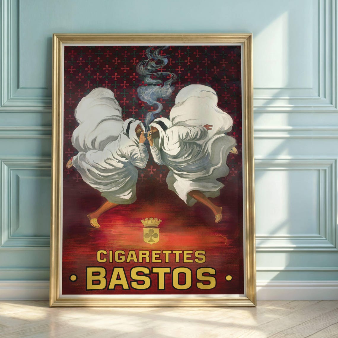 Cappiello Bastos Cigarettes Sharing Smoke French Vintage Poster