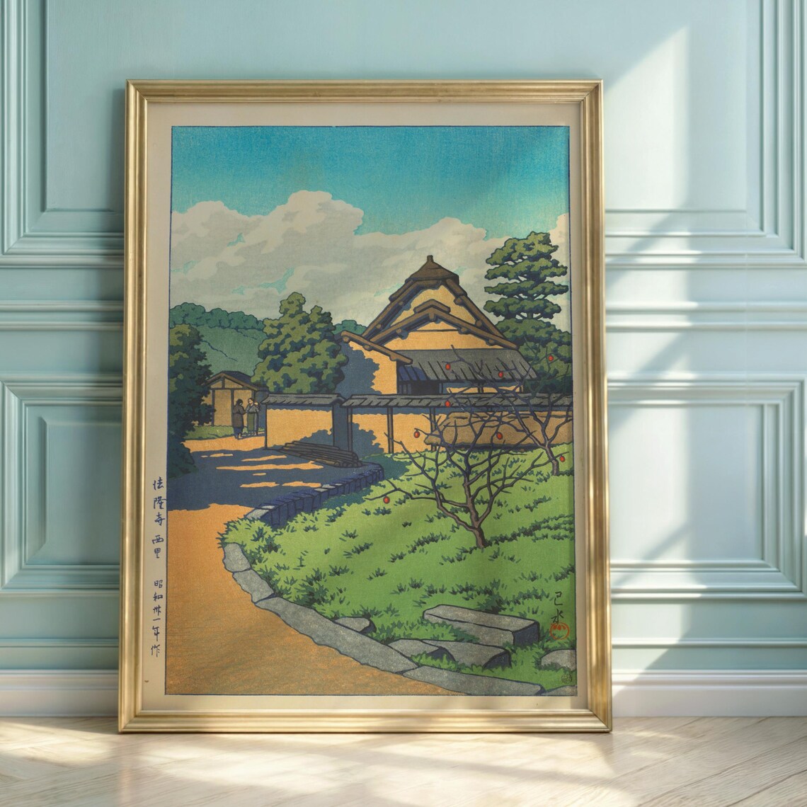 Hasui Kawase Horyuji Nishisato Temple Japanese Woodblock Art Poster