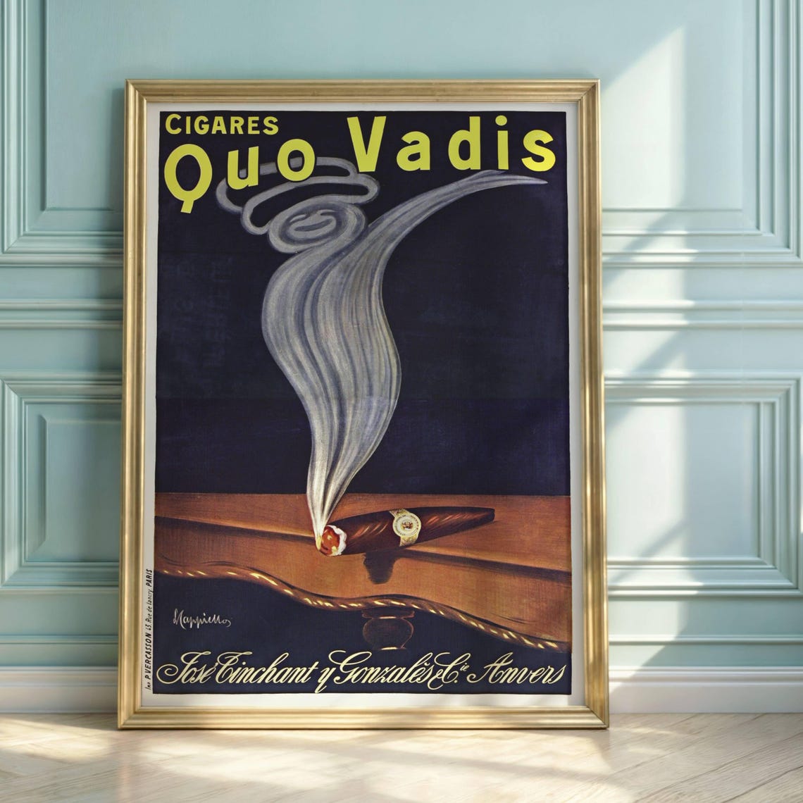 Quo Vadis Cigares Vintage French Tobacco Ad Cappiello Poster