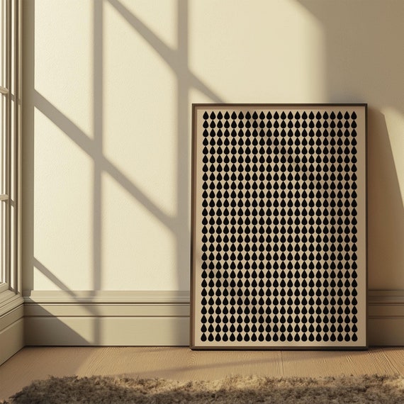 Boho Beige And Black Drop Wall Art Modern Home Decor