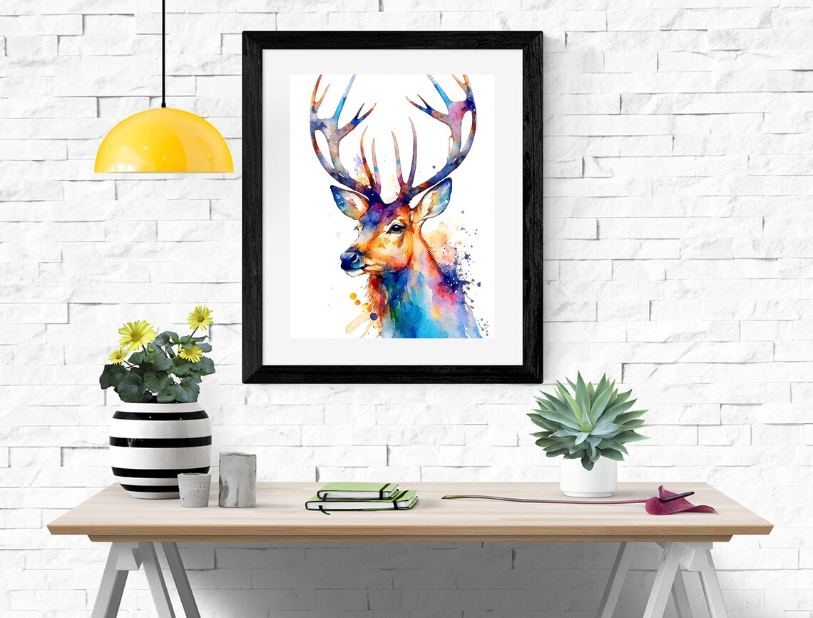 Reindeer Watercolor Art Print, Holiday Deer Decor - Image 2