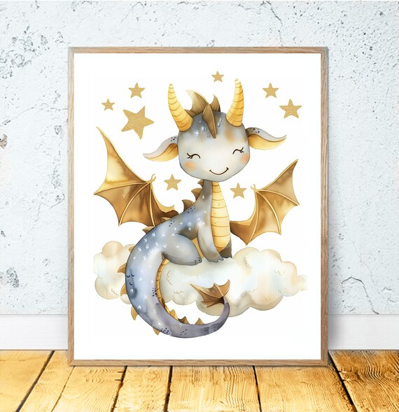 Happy Dragon Wall Art Baby Art Baby Nursery Decor Baby Room Decor Baby Nursery Prints Baby Nursery Decor Baby Room Wall Decoration
