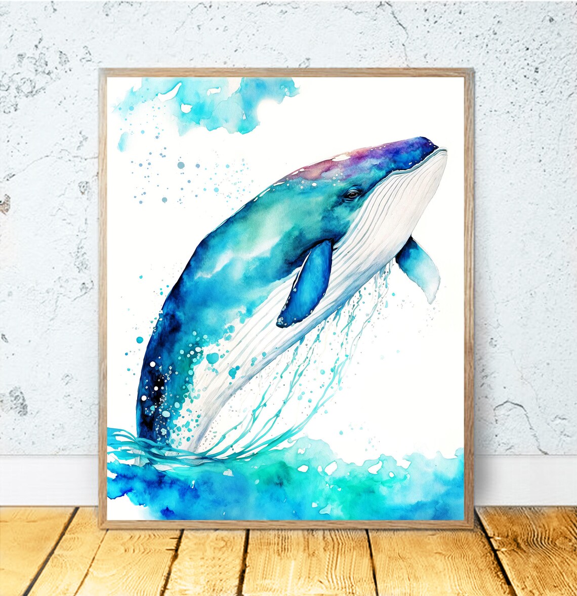 Watercolor Whale Nautical Decor, Humpback Whale Art Print