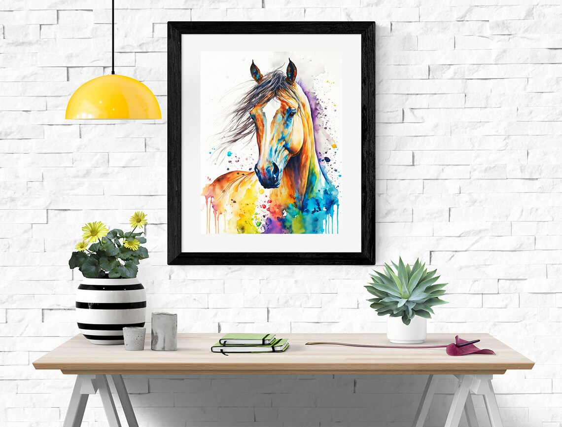 Watercolor Horse Art Print, Colorful Animal Decor - Image 2