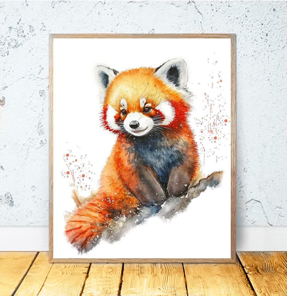 Red Panda Watercolor Art Print, Wildlife Decor